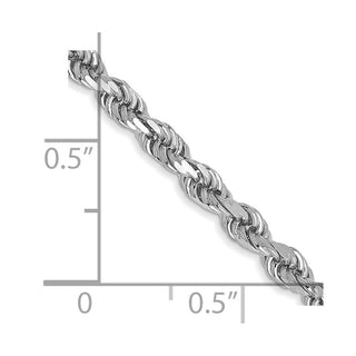 24" 10k White Gold 3mm Diamond-cut Rope Chain