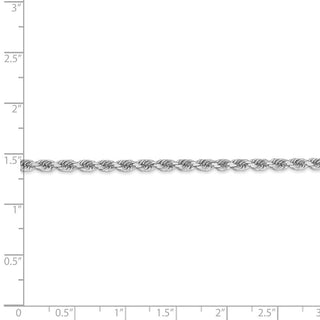 8" 14k White Gold 3mm Diamond-cut Rope with Lobster Clasp Chain Bracelet