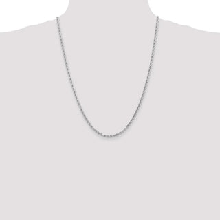 24" 14k White Gold 3mm Diamond-cut Rope with Lobster Clasp Chain Necklace