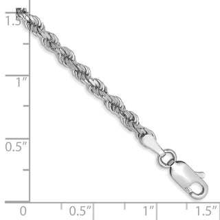 8" 10k White Gold 3mm Diamond-cut Rope Chain