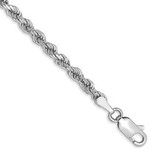 8" 10k White Gold 3mm Diamond-cut Rope Chain