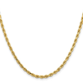 22" 14k Yellow Gold 3.25mm Diamond-cut Rope with Lobster Clasp Chain Necklace