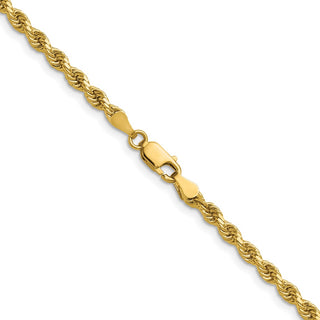 22" 14k Yellow Gold 3.25mm Diamond-cut Rope with Lobster Clasp Chain Necklace