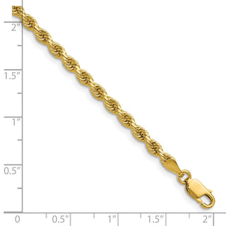 22" 14k Yellow Gold 3.25mm Diamond-cut Rope with Lobster Clasp Chain Necklace