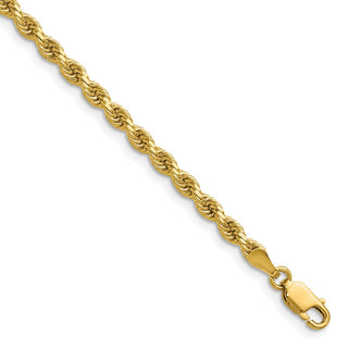 22" 14k Yellow Gold 3.25mm Diamond-cut Rope with Lobster Clasp Chain Necklace