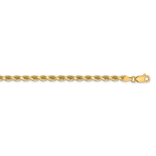 24" 14k Yellow Gold 3.25mm Diamond-cut Rope with Lobster Clasp Chain Necklace