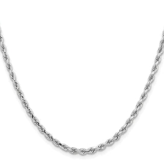 24" 10k White Gold 3.25mm Diamond-cut Rope Chain
