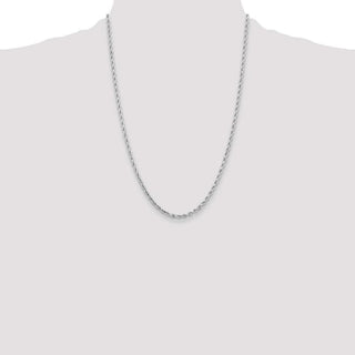 24" 10k White Gold 3.25mm Diamond-cut Rope Chain