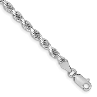 8" 10k White Gold 3.25mm Diamond-cut Rope Chain