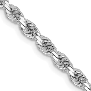 16" 14k White Gold 3.25mm Diamond-cut Rope with Lobster Clasp Chain Necklace