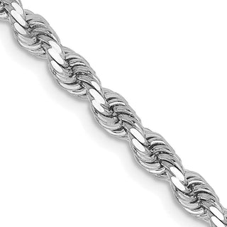 24" 10k White Gold 3.25mm Diamond-cut Rope Chain