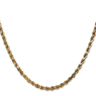 24" 14k Yellow Gold 3.5mm Diamond-cut Rope with Lobster Clasp Chain Necklace