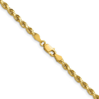 24" 14k Yellow Gold 3.5mm Diamond-cut Rope with Lobster Clasp Chain Necklace