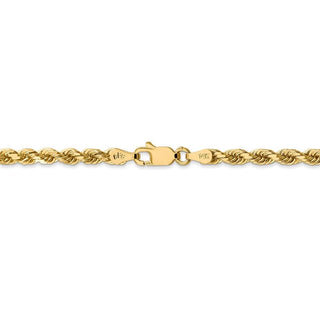 8" 14k Yellow Gold 3.5mm Diamond-cut Rope with Lobster Clasp Chain Bracelet