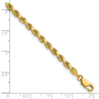 24" 14k Yellow Gold 3.5mm Diamond-cut Rope with Lobster Clasp Chain Necklace