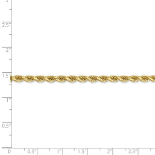 8" 14k Yellow Gold 3.5mm Diamond-cut Rope with Lobster Clasp Chain Bracelet