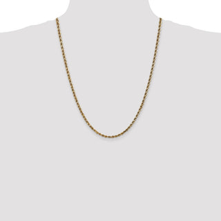 24" 14k Yellow Gold 3.5mm Diamond-cut Rope with Lobster Clasp Chain Necklace