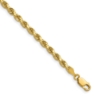 24" 14k Yellow Gold 3.5mm Diamond-cut Rope with Lobster Clasp Chain Necklace