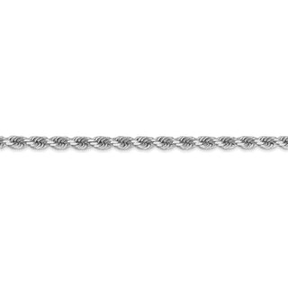 24" 14k White Gold 3.5mm Diamond-cut Rope with Lobster Clasp Chain Necklace