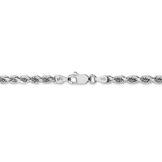 8" 14k White Gold 3.5mm Diamond-cut Rope with Lobster Clasp Chain Bracelet