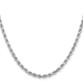 22" 14k White Gold 3.75mm Diamond-cut Rope with Lobster Clasp Chain Necklace