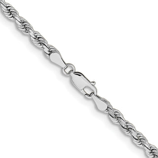 22" 14k White Gold 3.75mm Diamond-cut Rope with Lobster Clasp Chain Necklace