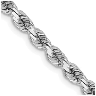 22" 14k White Gold 3.75mm Diamond-cut Rope with Lobster Clasp Chain Necklace
