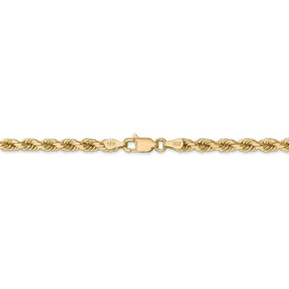 8" 14k Yellow Gold 4mm Diamond-cut Rope with Lobster Clasp Chain Bracelet