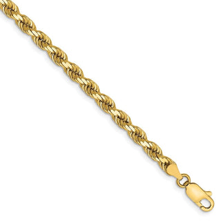 9" 14k Yellow Gold 4mm Diamond-cut Rope with Lobster Clasp Chain Anklet