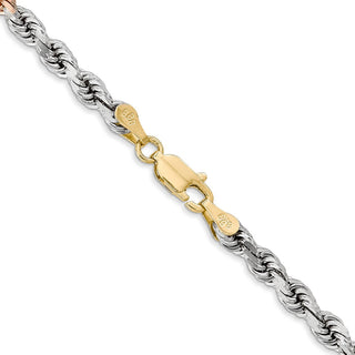18" 14k Tri-color Gold 4mm Diamond-cut Rope Chain Necklace