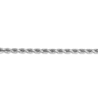 9" 14k White Gold 4mm Diamond-cut Rope with Lobster Clasp Chain Bracelet