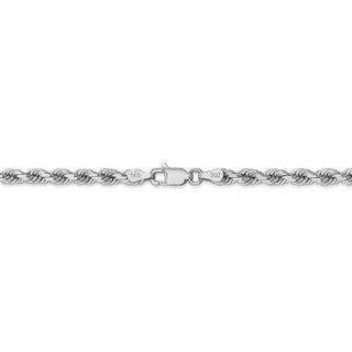 9" 14k White Gold 4mm Diamond-cut Rope with Lobster Clasp Chain Bracelet