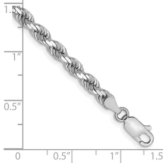 8" 10k White Gold 4mm Diamond-cut Rope Chain