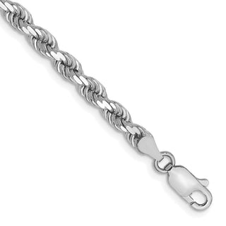 8" 10k White Gold 4mm Diamond-cut Rope Chain