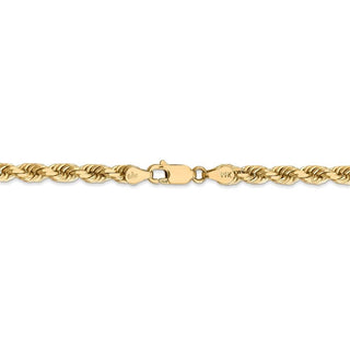 9" 14k Yellow Gold 4.5mm Diamond-cut Rope with Lobster Clasp Chain Bracelet