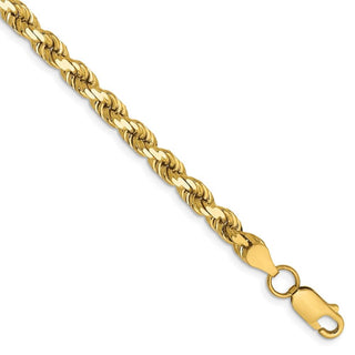 8" 14k Yellow Gold 4.5mm Diamond-cut Rope with Lobster Clasp Chain Bracelet
