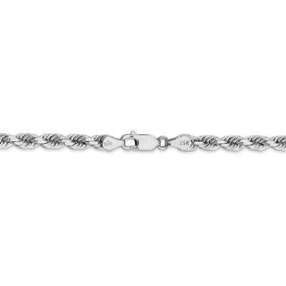 7" 14k White Gold 4.5mm Diamond-cut Rope with Lobster Clasp Chain Bracelet