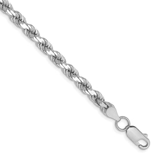 7" 14k White Gold 4.5mm Diamond-cut Rope with Lobster Clasp Chain Bracelet
