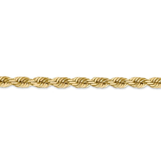 8" 14k Yellow Gold 5.5mm Diamond-cut Rope with Lobster Clasp Chain Bracelet
