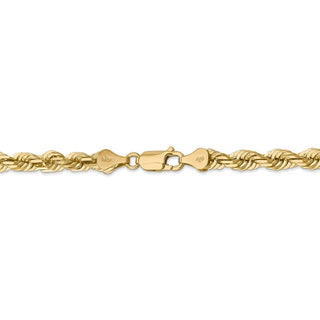 8" 14k Yellow Gold 5.5mm Diamond-cut Rope with Lobster Clasp Chain Bracelet