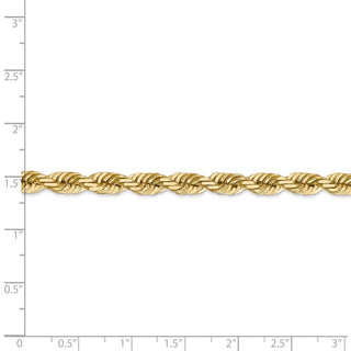 9" 14k Yellow Gold 5.5mm Diamond-cut Rope with Lobster Clasp Chain Bracelet