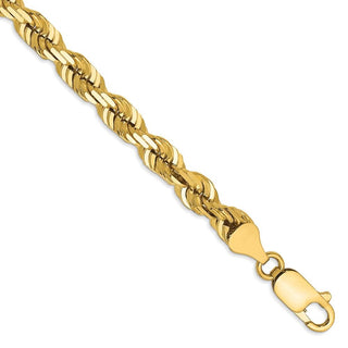 8" 14k Yellow Gold 5.5mm Diamond-cut Rope with Lobster Clasp Chain Bracelet