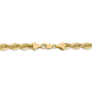 9" 14k Yellow Gold 6mm Regular Rope Chain Bracelet