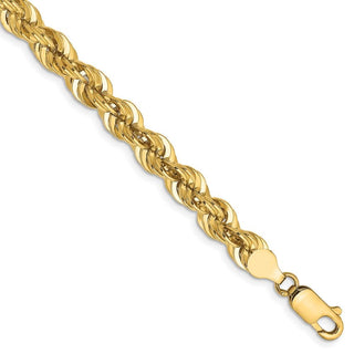 8" 14k Yellow Gold 6mm Regular Rope Chain Bracelet