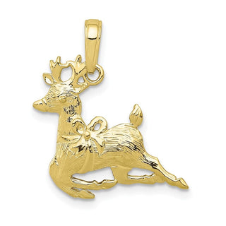 10k Yellow Gold Polished Reindeer Pendant