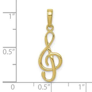 10k Yellow Gold 3-D Treble Clef Pendant
