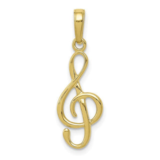 10k Yellow Gold 3-D Treble Clef Pendant