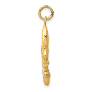 10K Yellow Gold Solid Fleur de Lis 3-D Charm