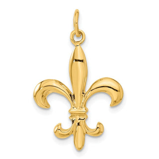 10K Yellow Gold Solid Fleur de Lis 3-D Charm