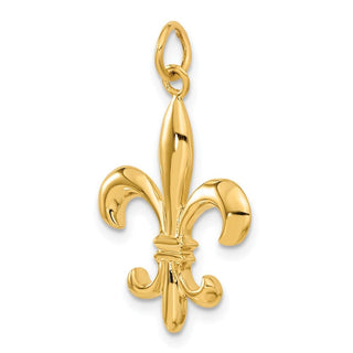 10K Yellow Gold Solid Fleur de Lis 3-D Charm